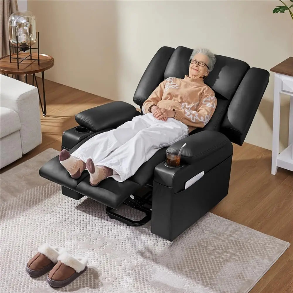 Power Lift Recliner Chair PU Leather Massage With USB Heat