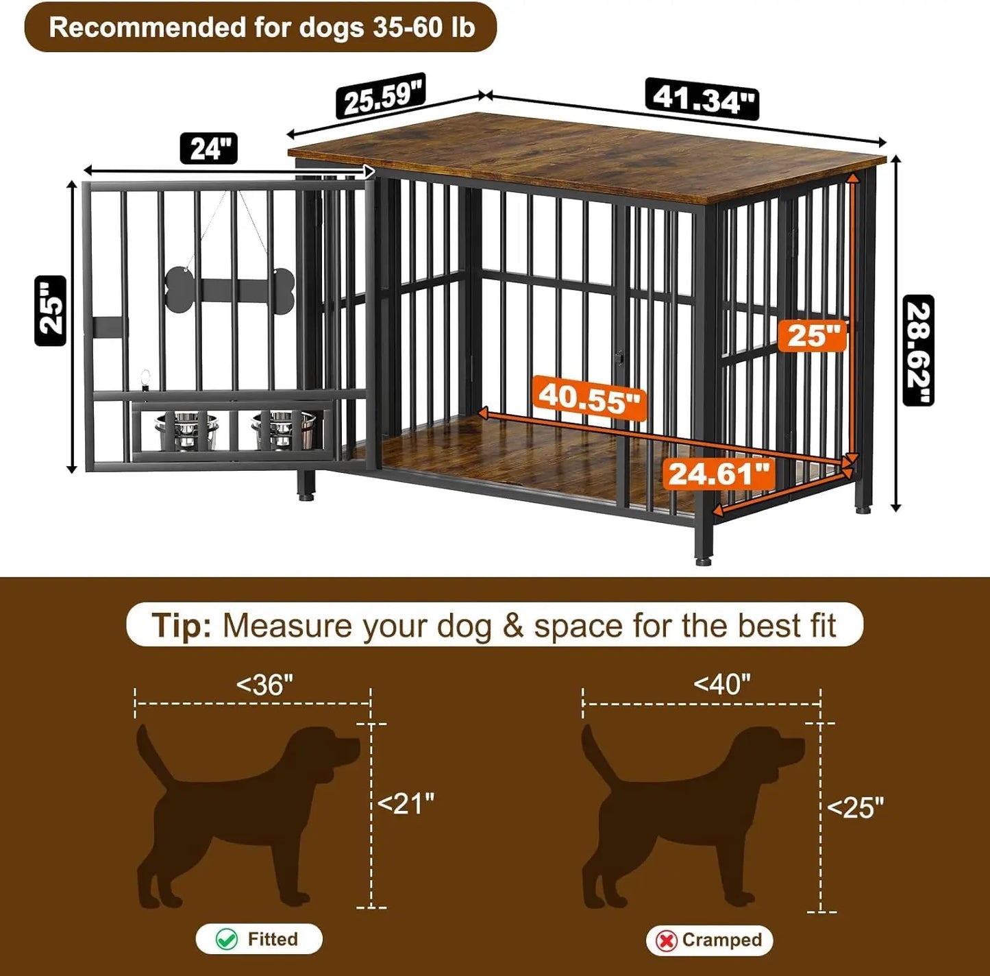 Foldable Wooden Dog Crate Furniture Indoor Kennel Durable