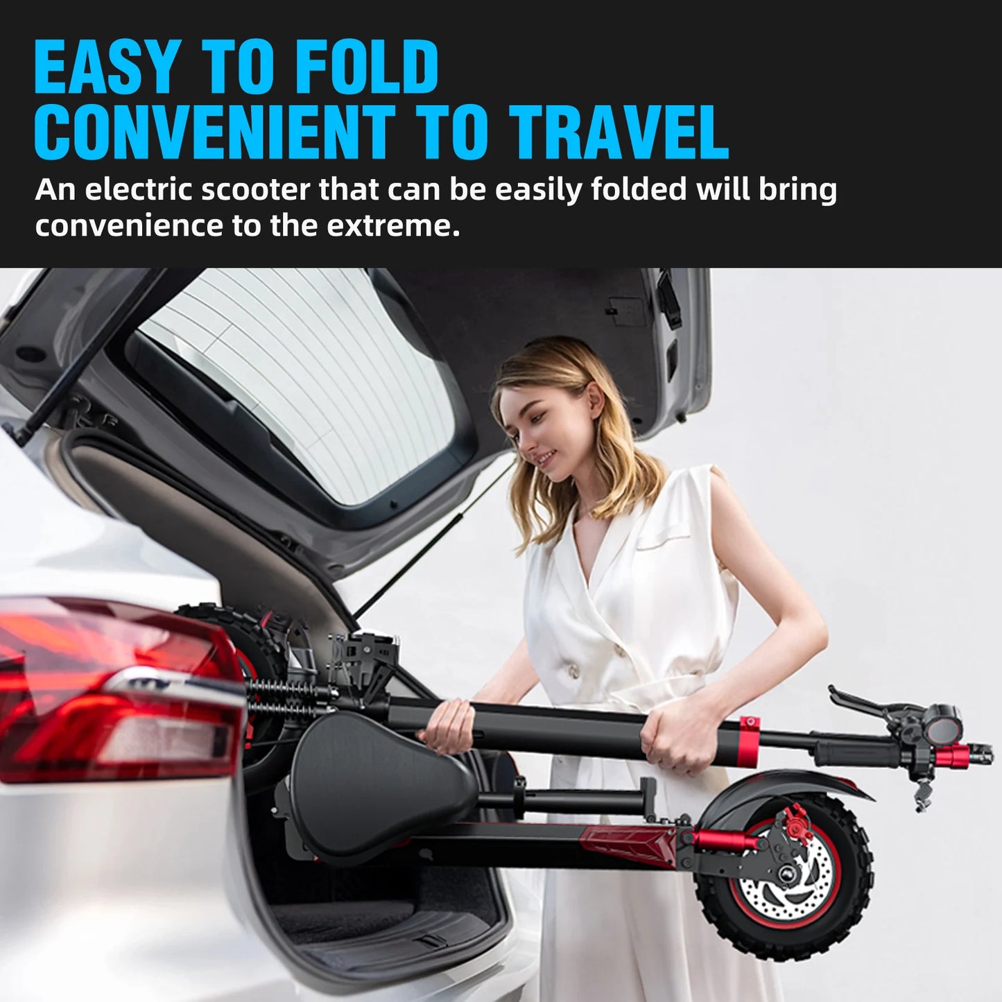 FREEBOY 1200W Foldable Electric Scooter With Seat And Dual Suspension