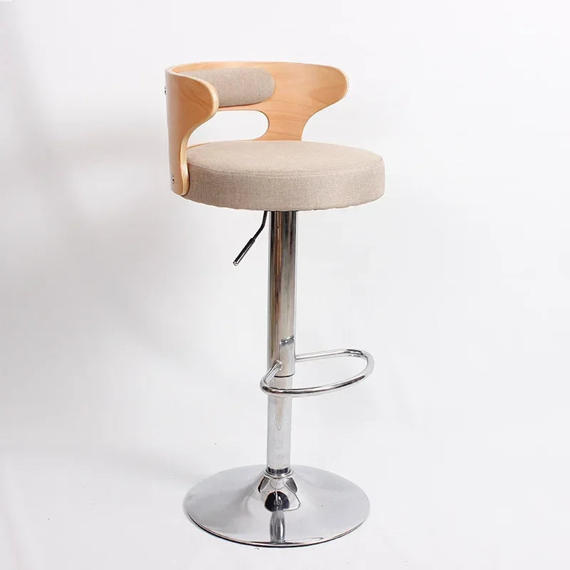 Modern Front Desk High Chair Solid Wood Bar Stool Swivel