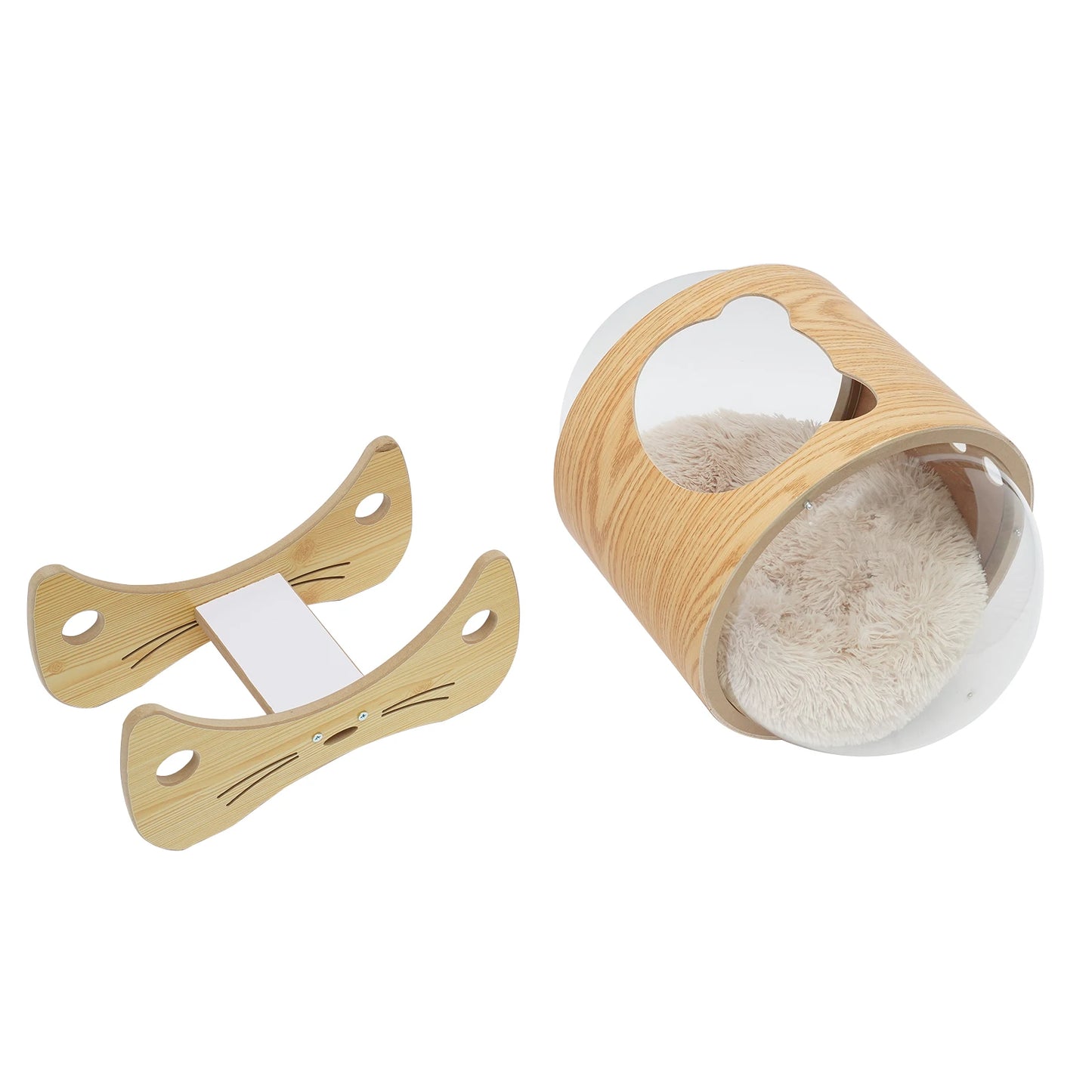 Modern Cat Wooden Bed House Space Capsule with Cushion