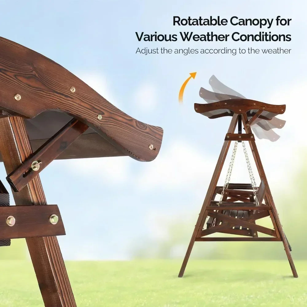 Weather-Resistant Outdoor Swing With Stand And Canopy