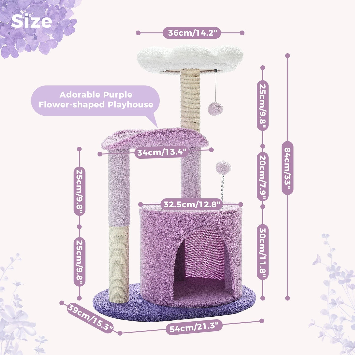 Cozy Cactus Cat Tree with Curved Perch and Scratching Post