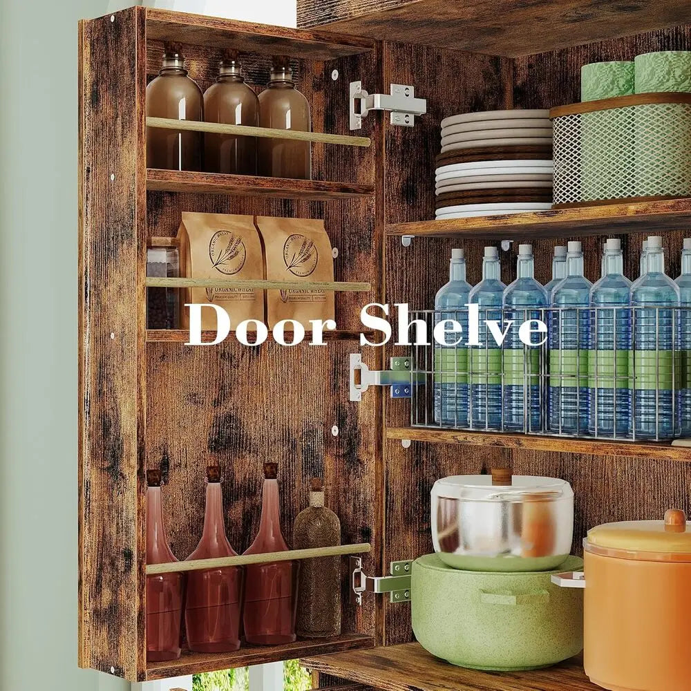 Ironck Freestanding Kitchen Pantry Cabinet With Drawer And Sliding Storage