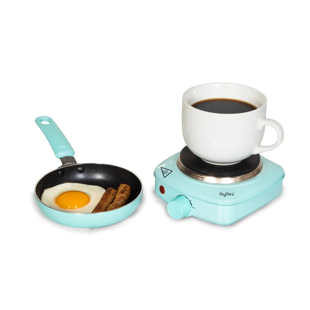 2 Piece Urban Cook Set With Nonstick Frying Pans And Temperature Controlled Hot Plate For College Travel