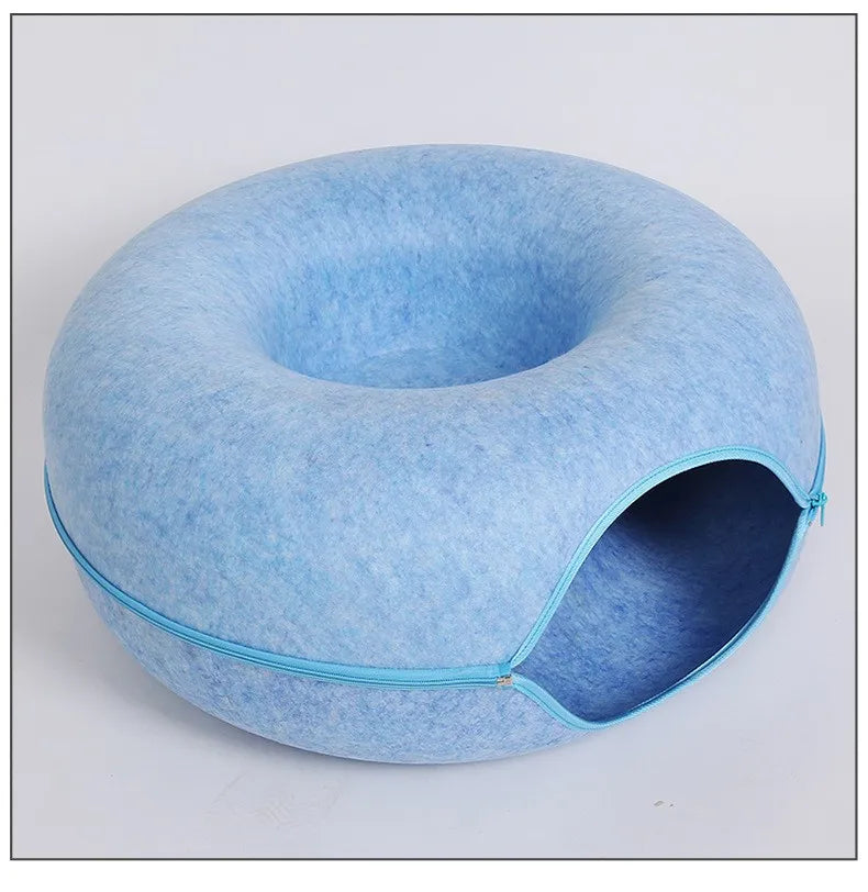 Interactive Donut Cat Bed Tunnel Indoor Pet House