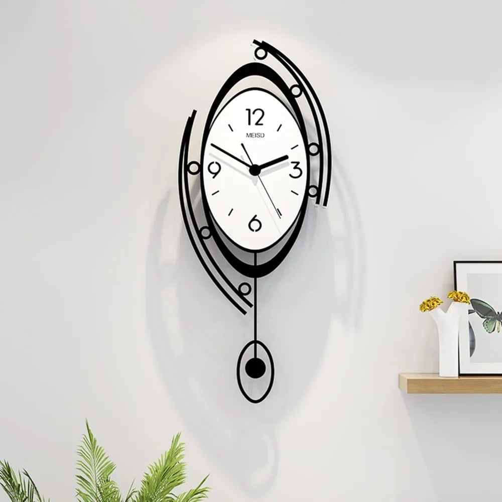 Large Silent Pendulum Wall Clock 23 Inch Living Room Decor