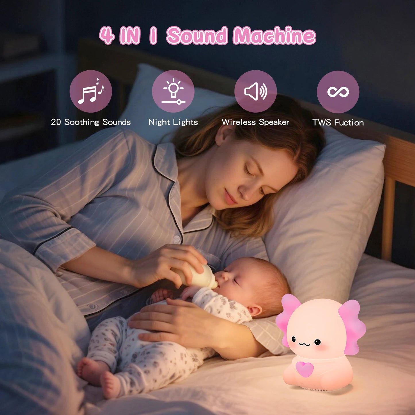 Axolotl Night Light With Sound Machine And Wireless Speaker