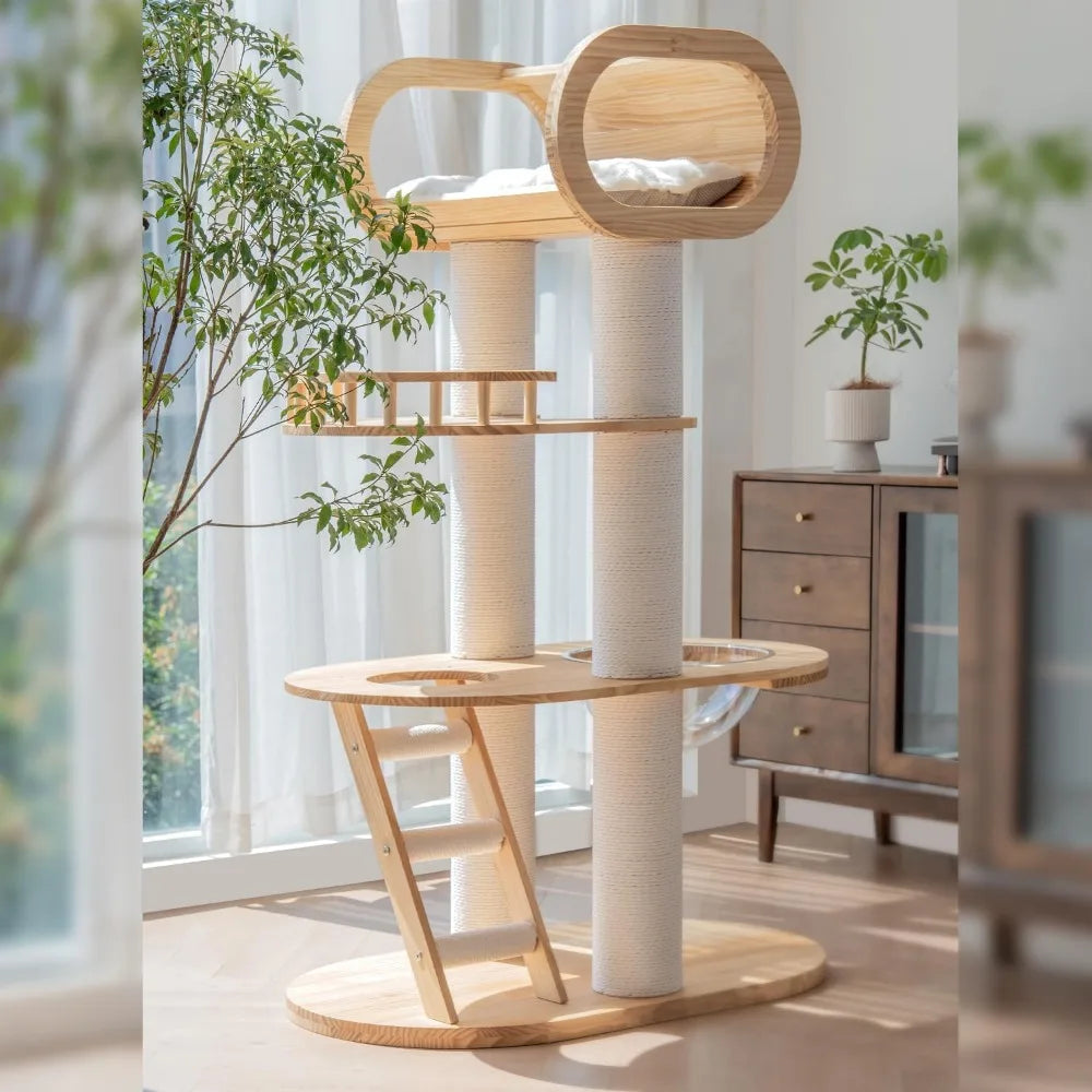 63 Inch Modern Cat Tree Tower for Multi Cat Families
