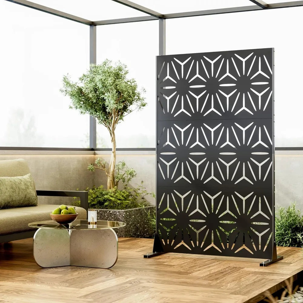 Outdoor Privacy Screen 72 Inch Modern Geometric Panels