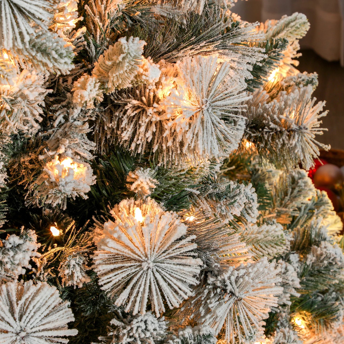 Homcom 6.5 Ft Prelit Flocked Christmas Tree With Lights