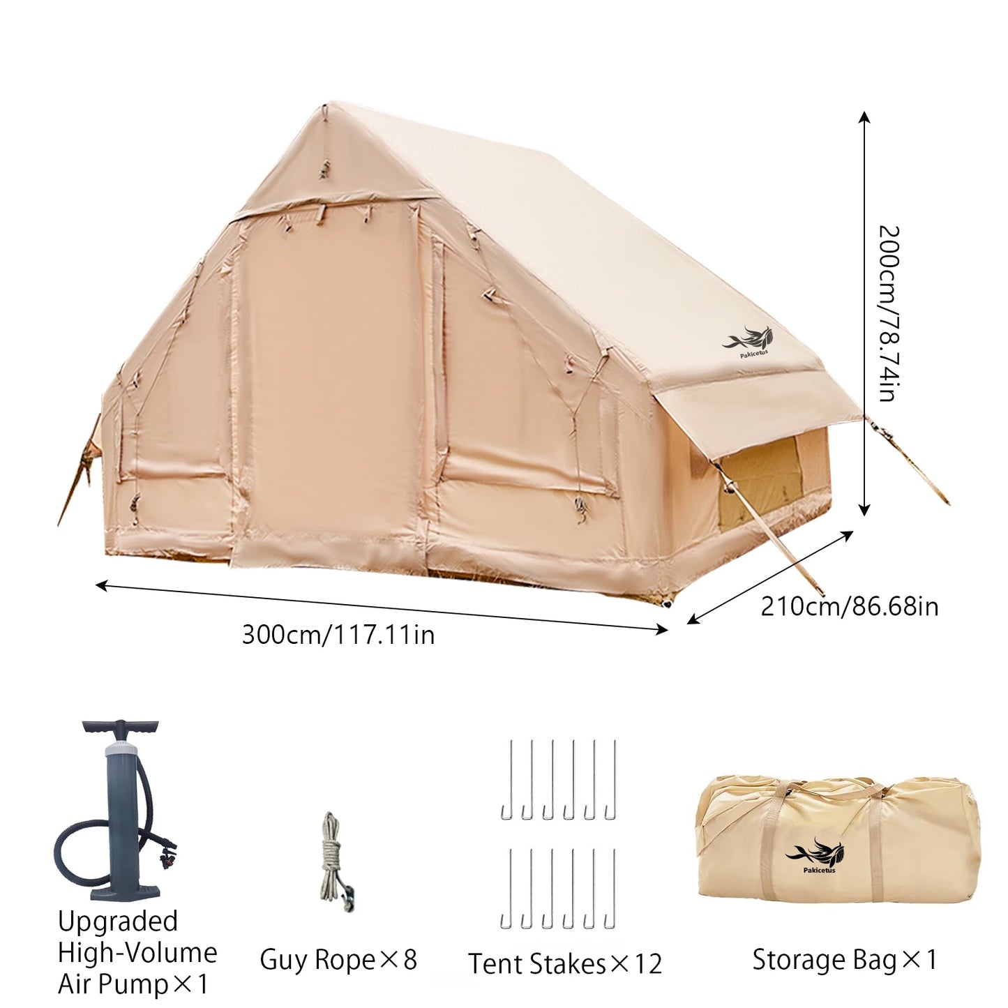 Pakicetus Inflatable Tent With Skylight Quick Setup Pump