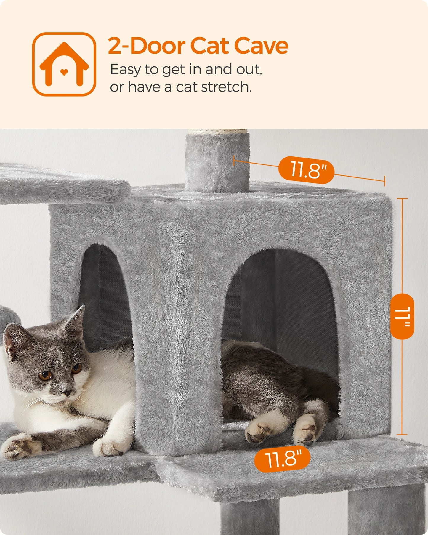 Feandrea 56 Inch Multi-Level Cat Tree with Scratching Posts