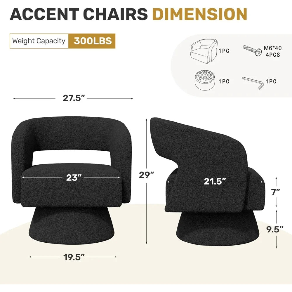 Swivel Accent Chair Set of 2 Teddy Barrel Chairs Living