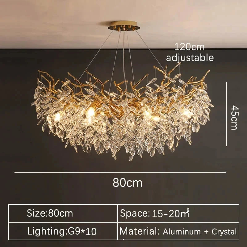 Luxury Gold Crystal LED Chandelier For Living Dining Rooms
