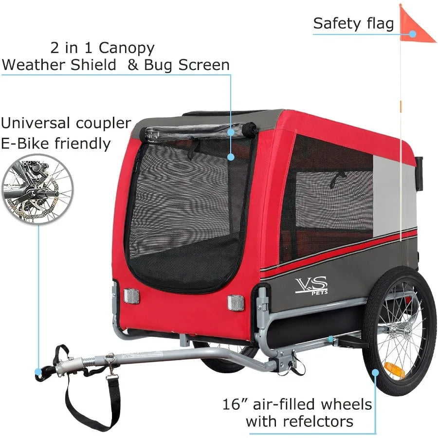 XMSJ Dog Bike Trailer Stroller For Large And Small Dogs