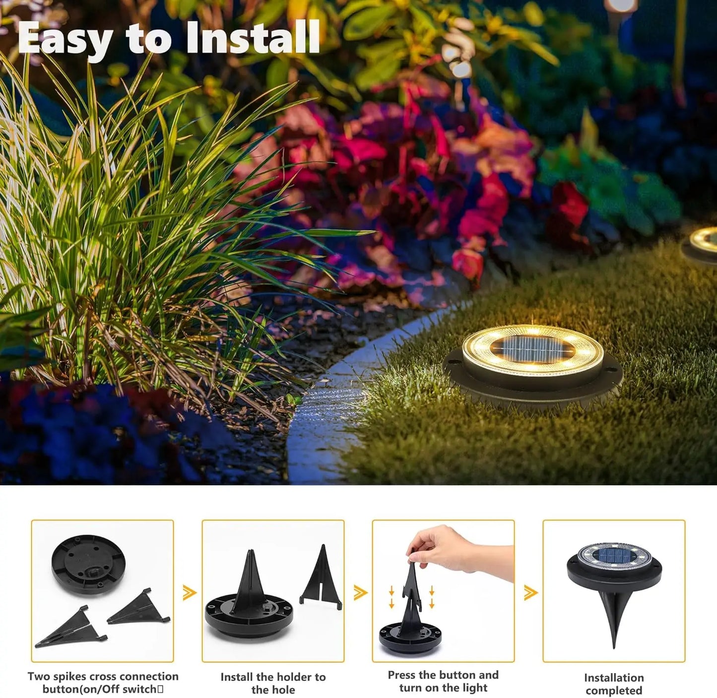XMSJ Solar Ground Lights Waterproof Outdoor Disk Lights
