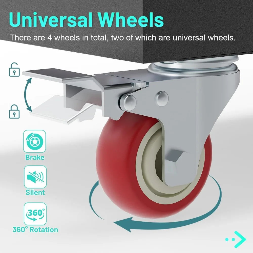 Heavy Duty Metal Garage Cabinet With Wheels And Adjustable Shelves