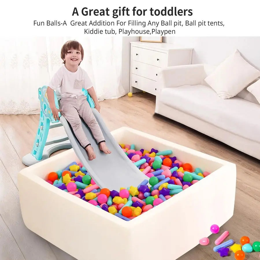 Plastic Ball Pit Balls Set With Stars Hearts Strips Toddlers
