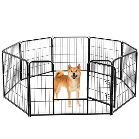 JHK Metal Eight Panel Dog Playpen Foldable Outdoor Exercise Fence