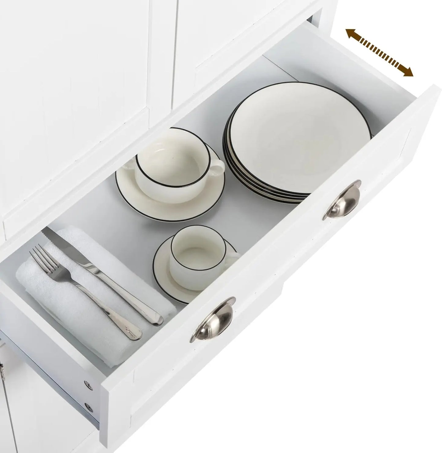 Freestanding Kitchen Storage Cabinet With Adjustable Shelves And Drawers