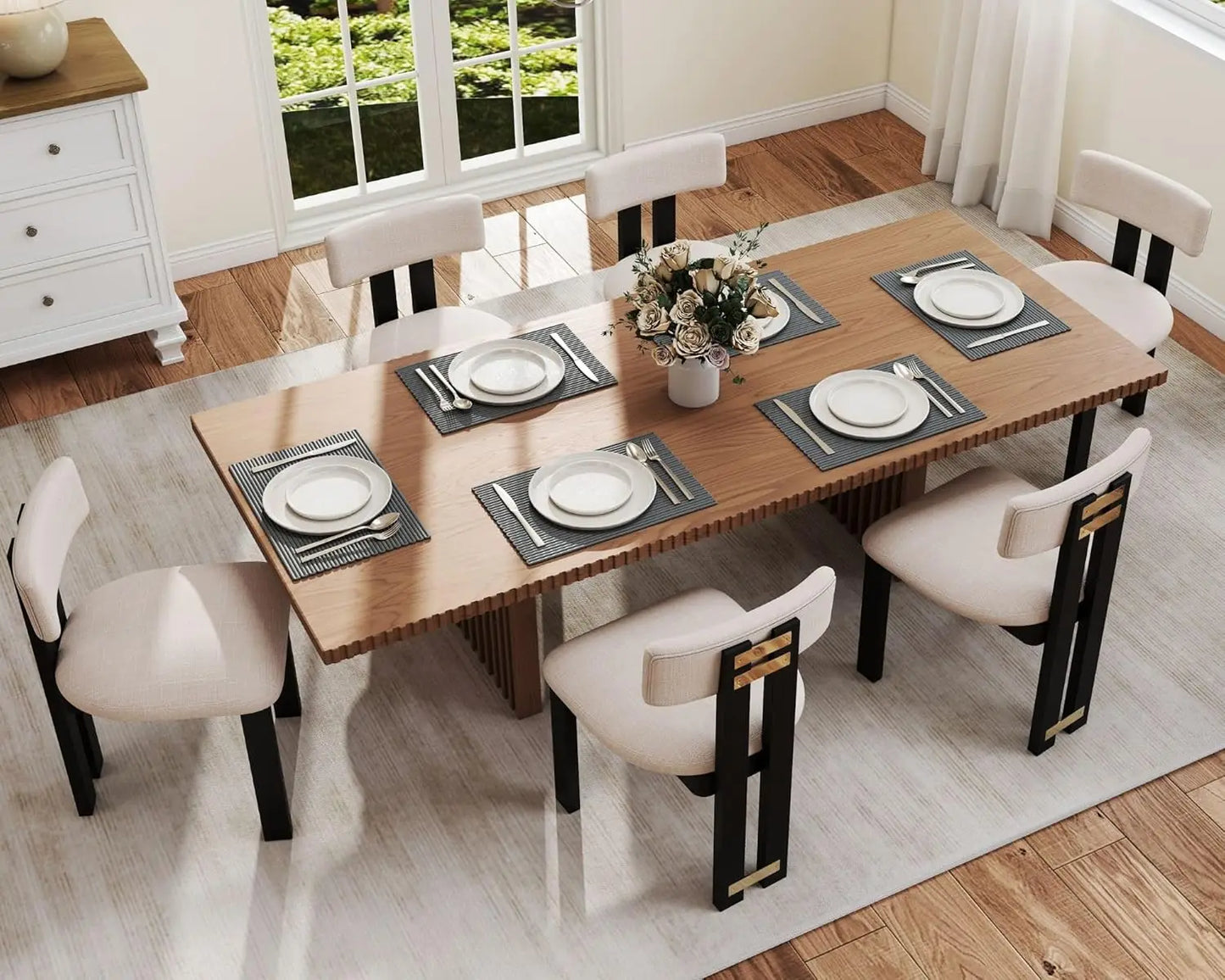 High-Concerned Linen Dining Chairs Set of 6 Modern Farmhouse