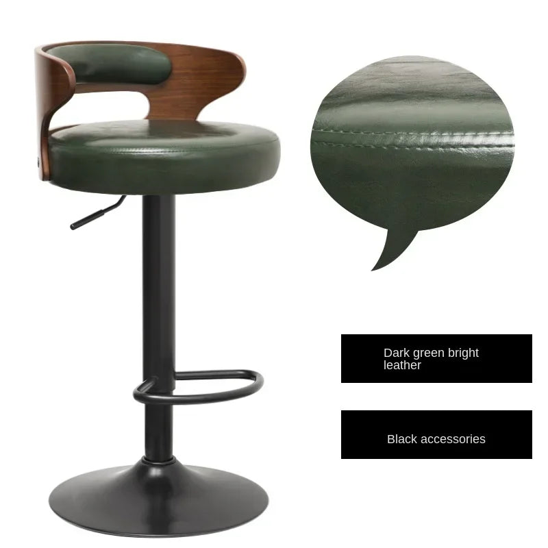 Modern Front Desk High Chair Solid Wood Bar Stool Swivel