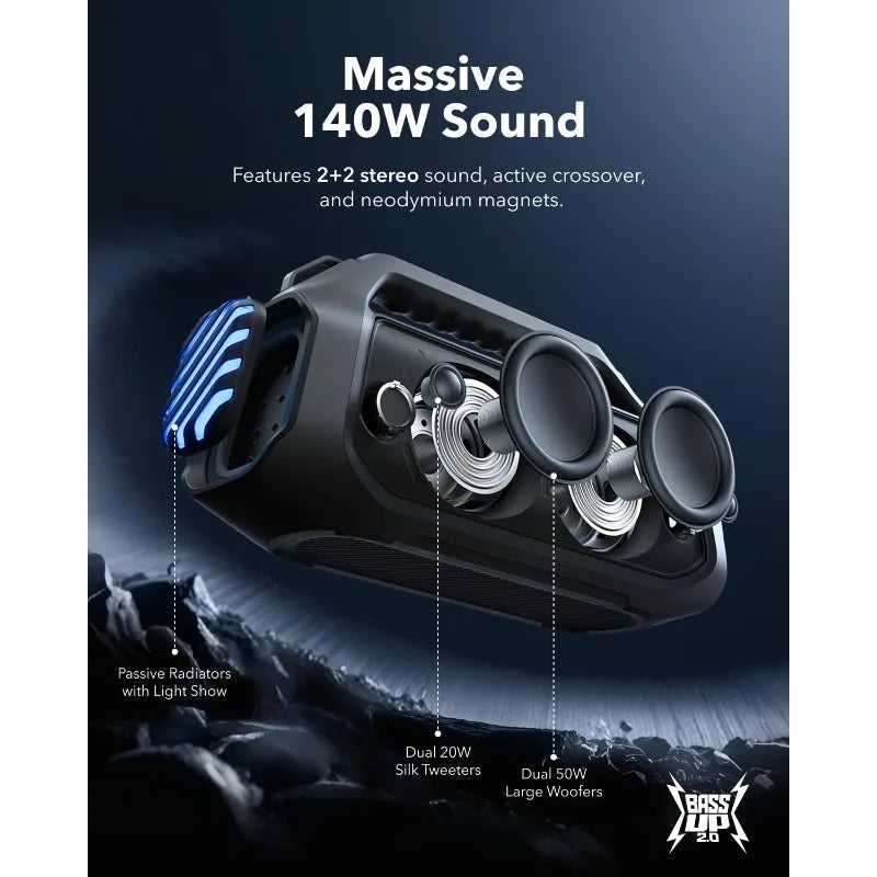Boom 2 Plus Outdoor Speaker 140W Bluetooth IPX7 Waterproof
