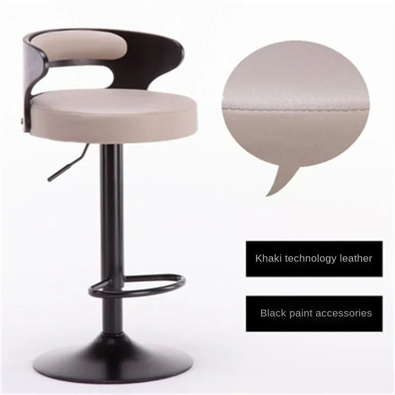 Modern Front Desk High Chair Solid Wood Bar Stool Swivel