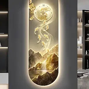 Modern 3D Wall Clock Art with LED Light for Home Decor