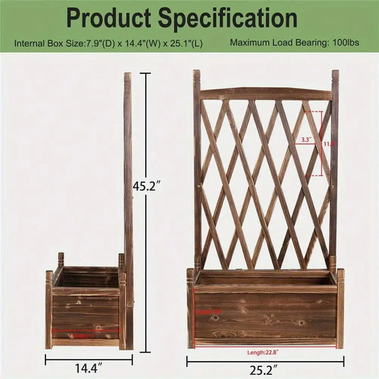 Lattice Planter Box Stand for Climbing Flowers Outdoor Garden