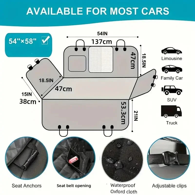 Waterproof Dog Car Seat Cover Non Slip Hammock Style