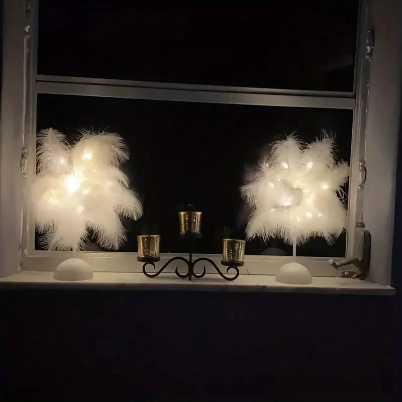 Feather LED Table Lamp For Kids Battery Powered Night Light