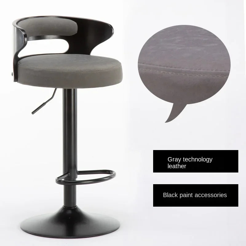 Modern Front Desk High Chair Solid Wood Bar Stool Swivel