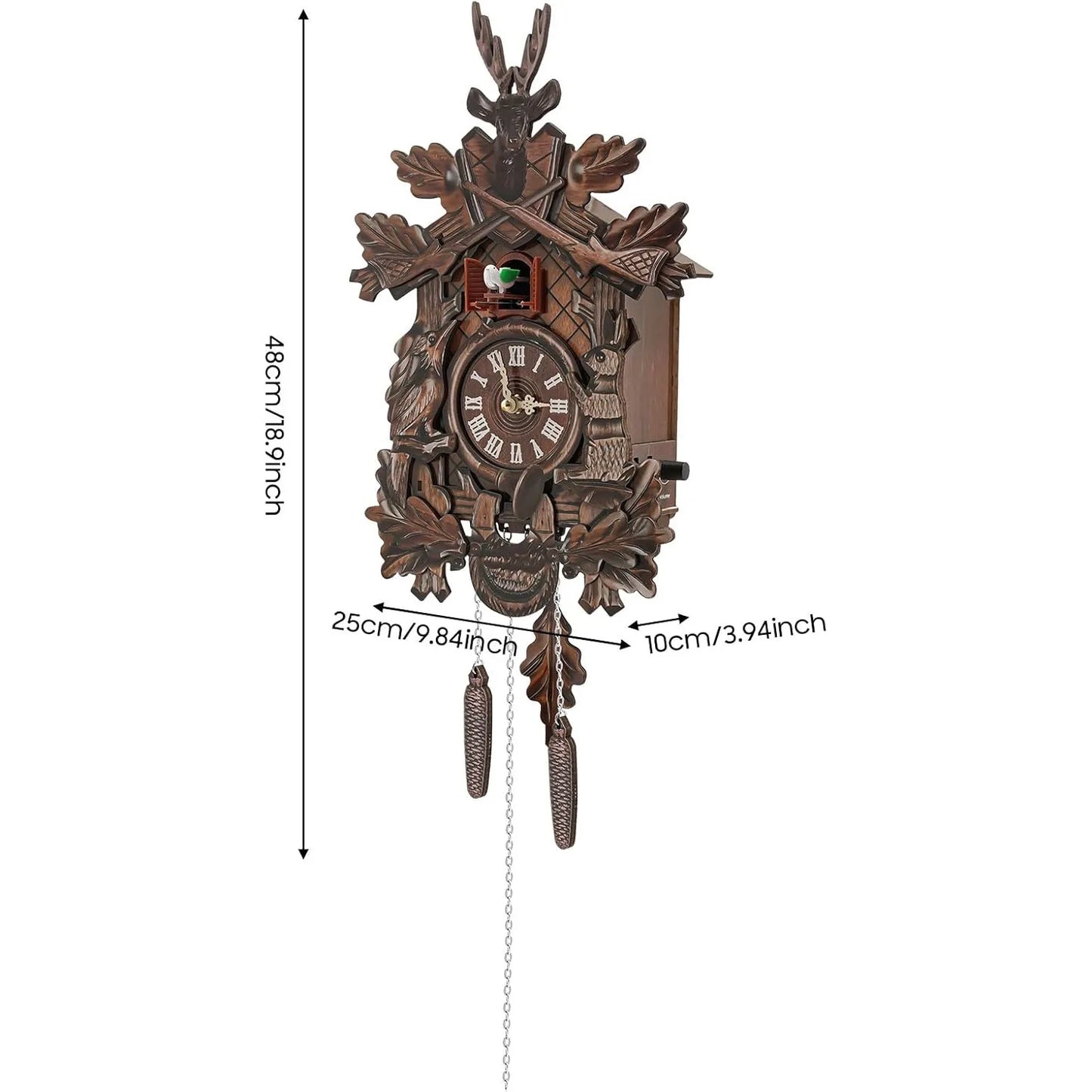 Wooden Cuckoo Clock With Pendulum Wall Clock Retro House