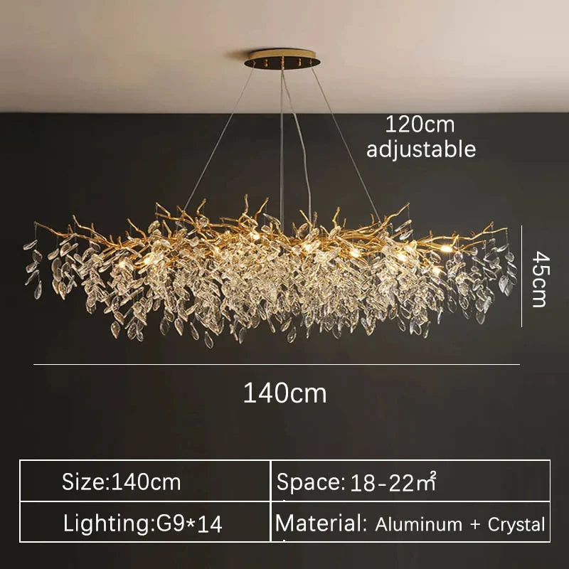 Luxury Gold Crystal LED Chandelier For Living Dining Rooms