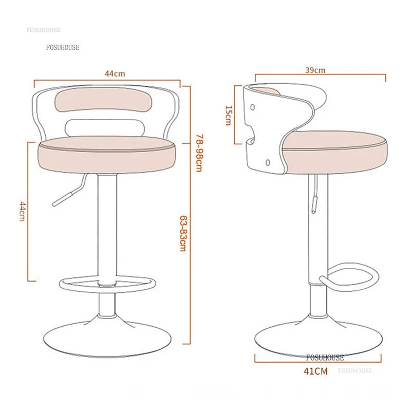 Modern Front Desk High Chair Solid Wood Bar Stool Swivel