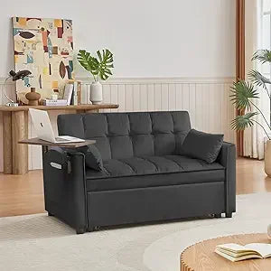 65 Inch Convertible Sleeper Sofa Bed with Chaise and USB Ports