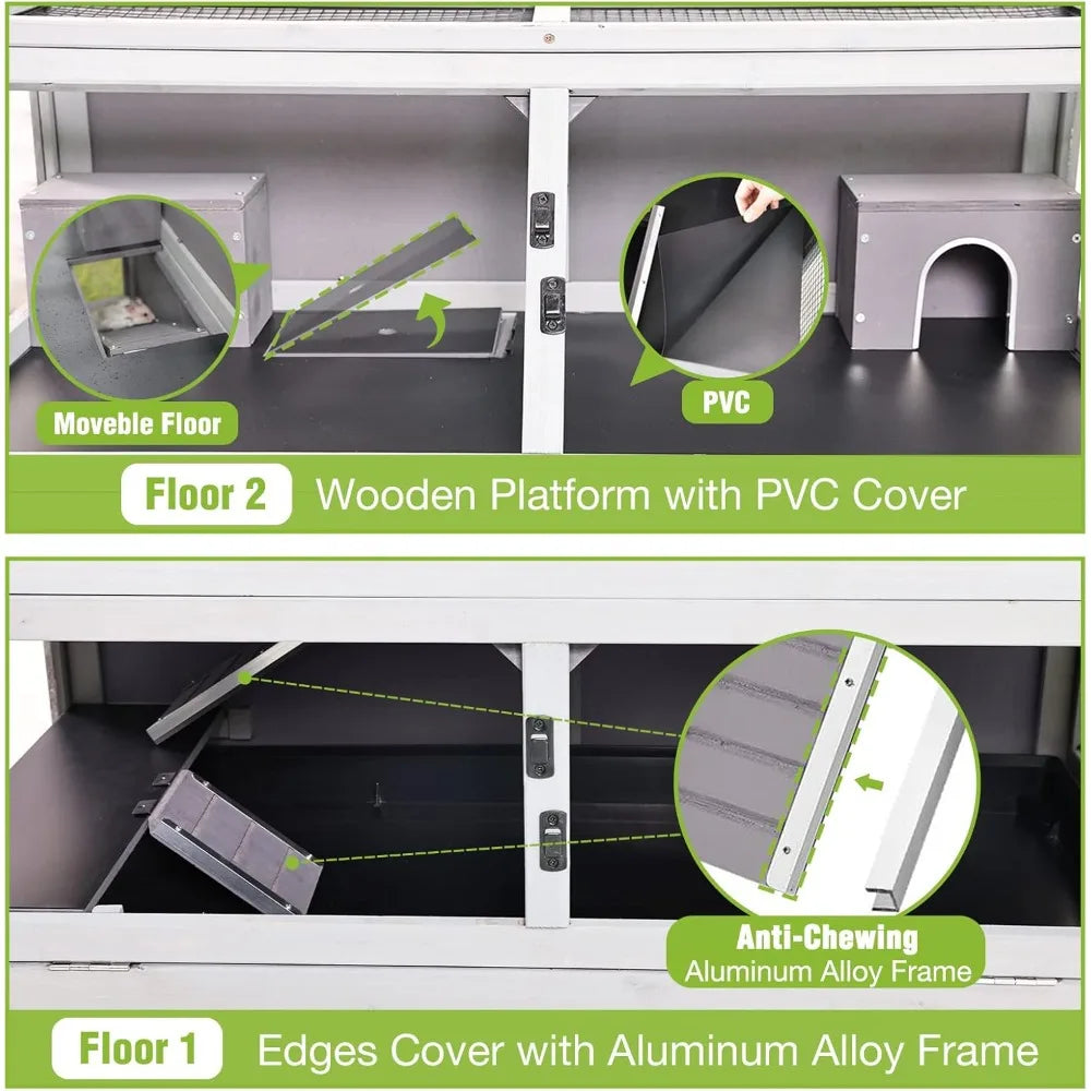 Two Story Guinea Pig Cage With Anti Chewing Toy And Hideout
