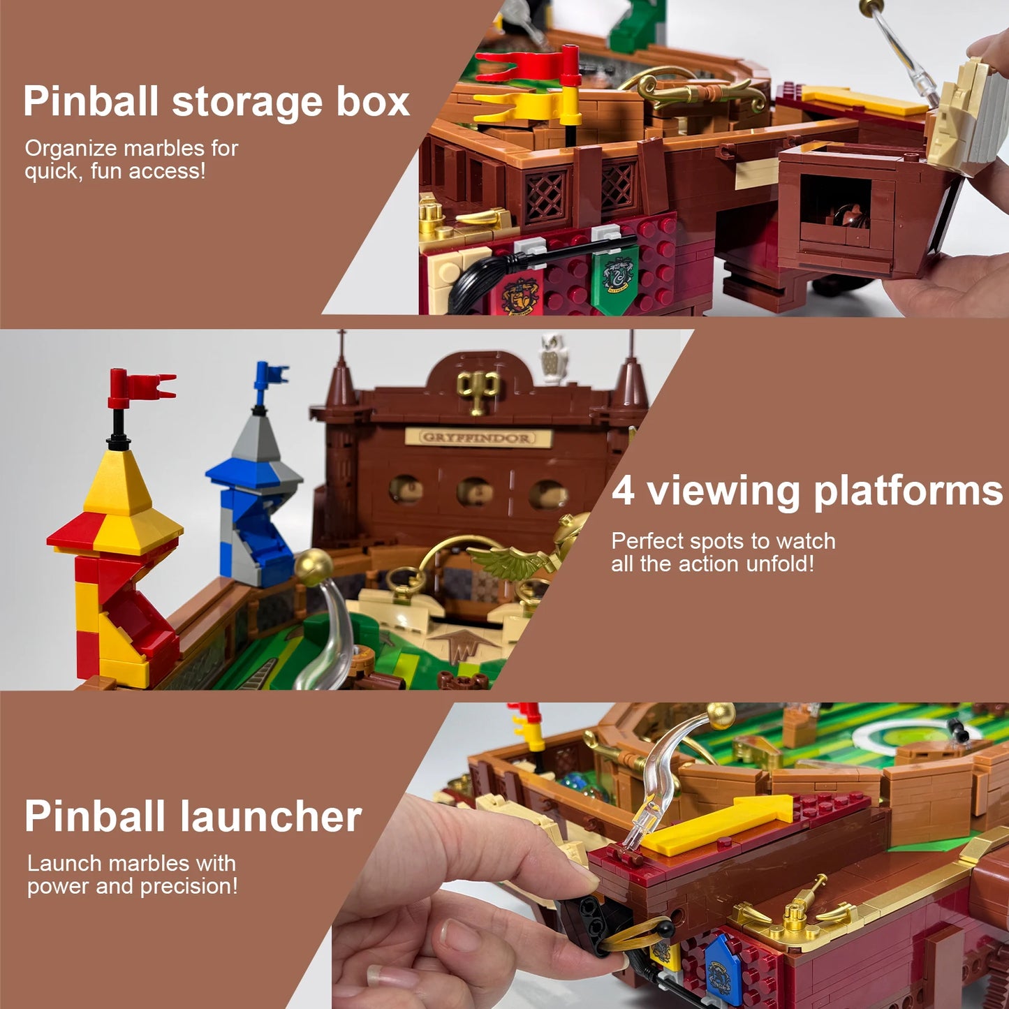 Barweer Pinball Machine Building Blocks With Motor Toy Gift