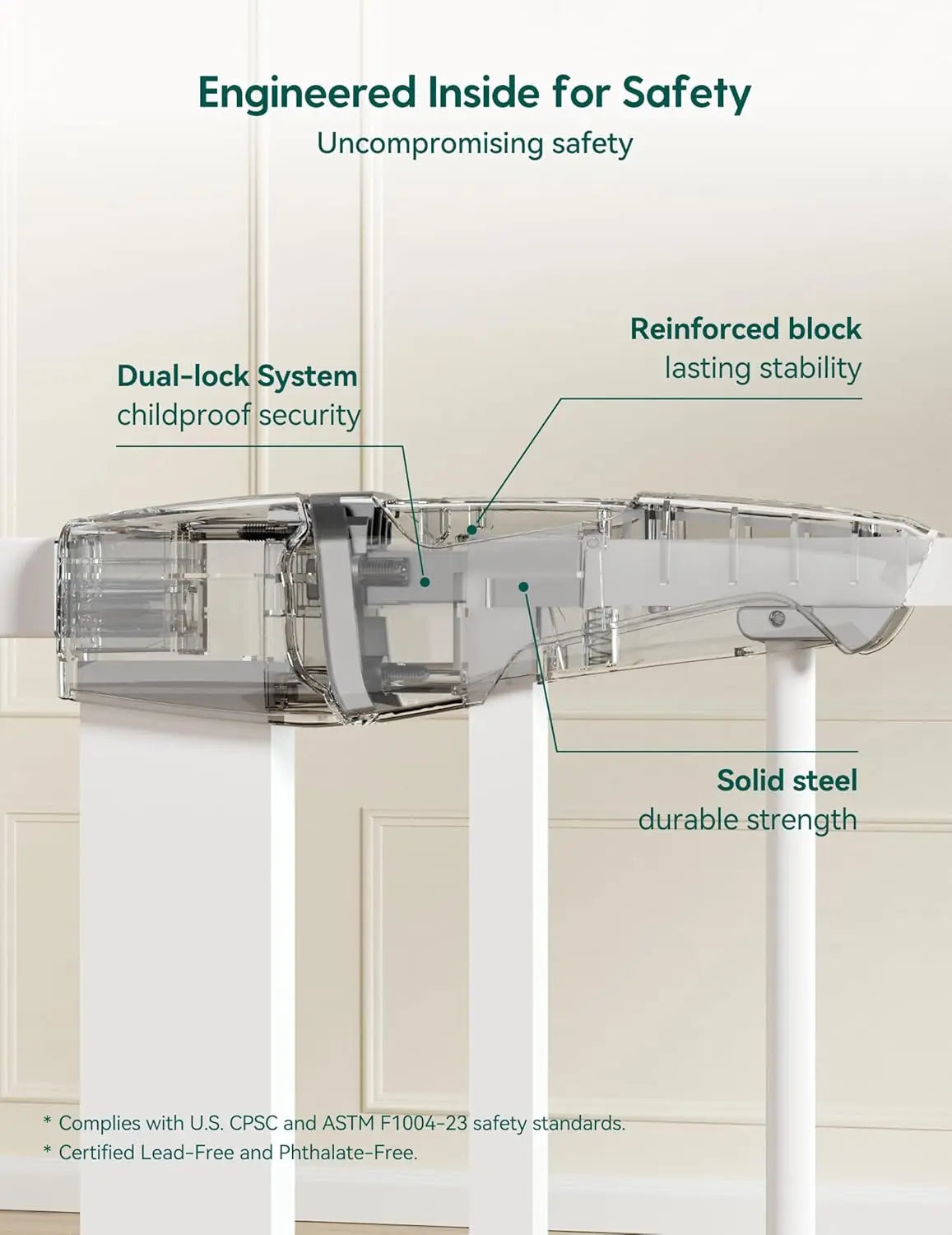 Ufsagcg Adjustable Pressure Mounted Safety Gate For Baby And Pets