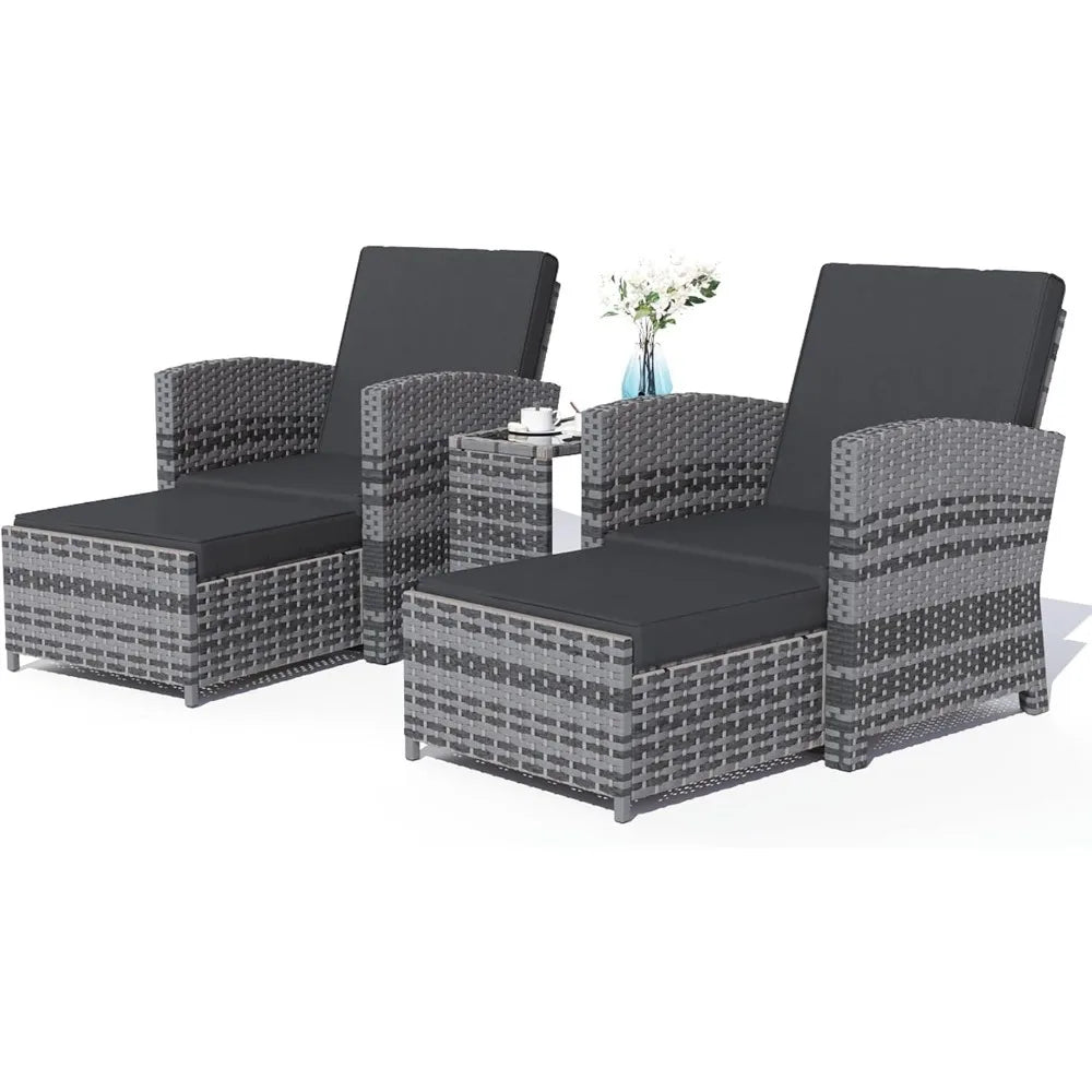 Five Piece Outdoor Patio Furniture Wicker Conversation Set