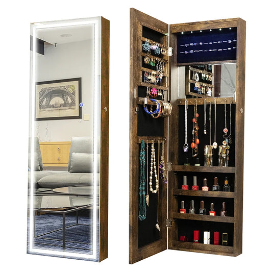 Jewelry Organizer With LED Lights Full Length Mirror