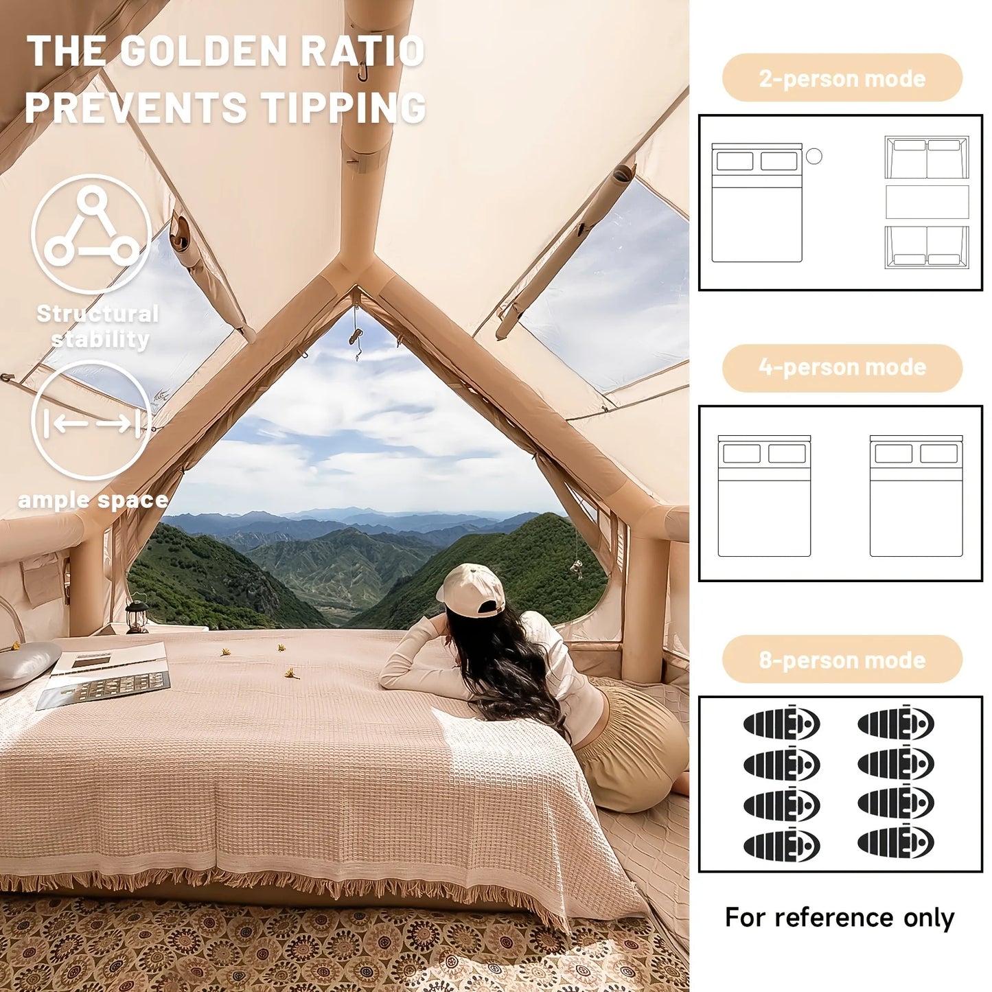 Pakicetus Inflatable Camping Tent With Skylight And Quick Air Flow