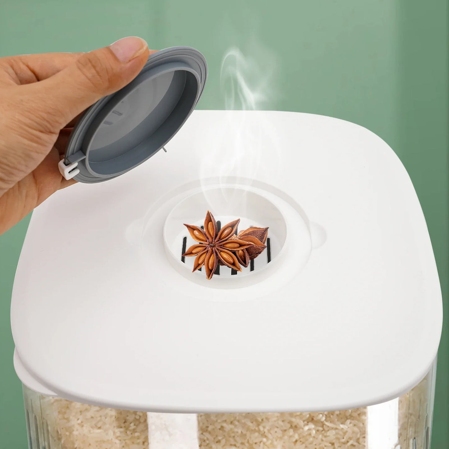 Hign-concerned Rice Dispenser Sealed Grain Storage Container Kitchen Organizer