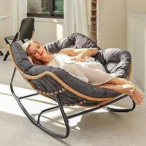 Outdoor Oversized Papasan Chair with Cushion for Relaxation