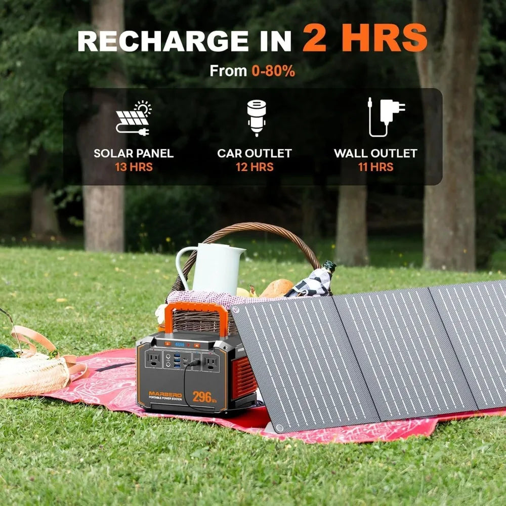 296Wh Solar Generator with Solar Panel Included 300W Portable Power Station with 60W Foldable Panel Set Solar Power Bank