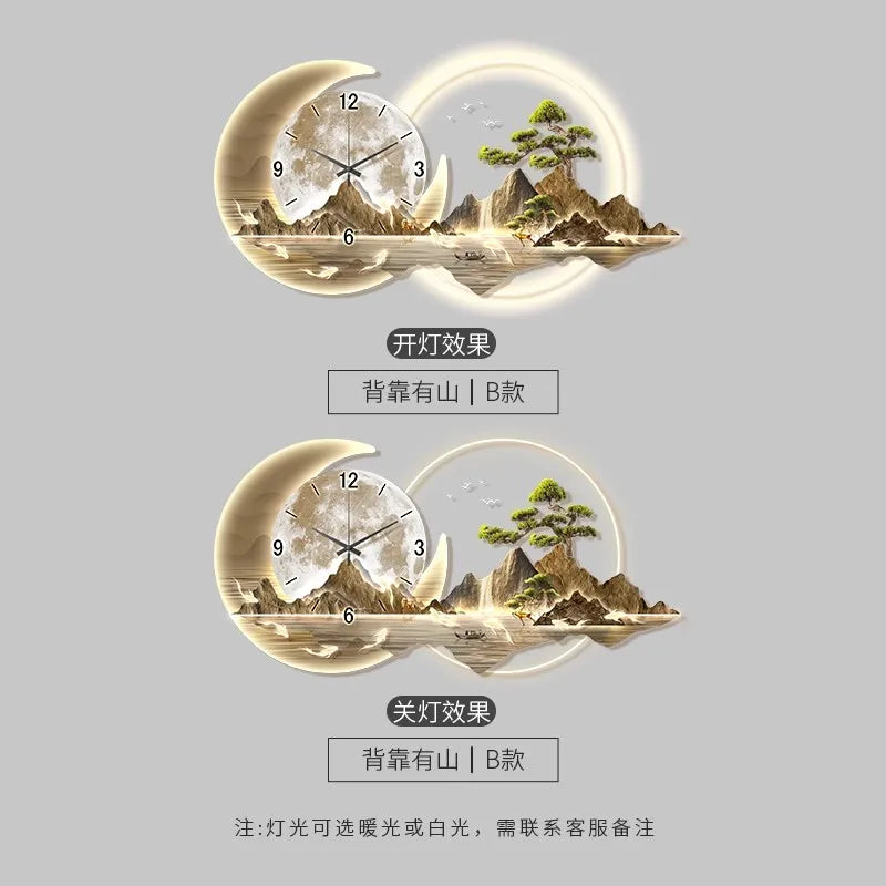 Fashion Luxury Wall Clock Chinese Style Nordic Decor Silent