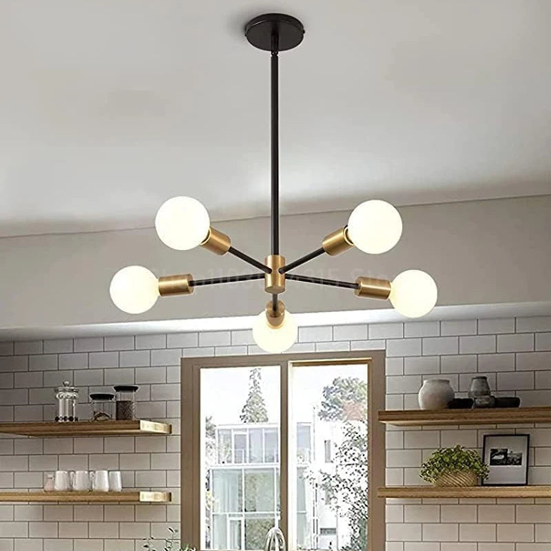 Nordic Sputnik Black Gold Chandelier LED E27 Pendant Light