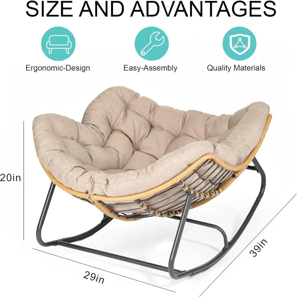 Outdoor Oversized Papasan Chair with Cushion for Relaxation